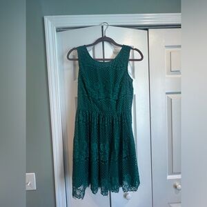 Green lace mini dress